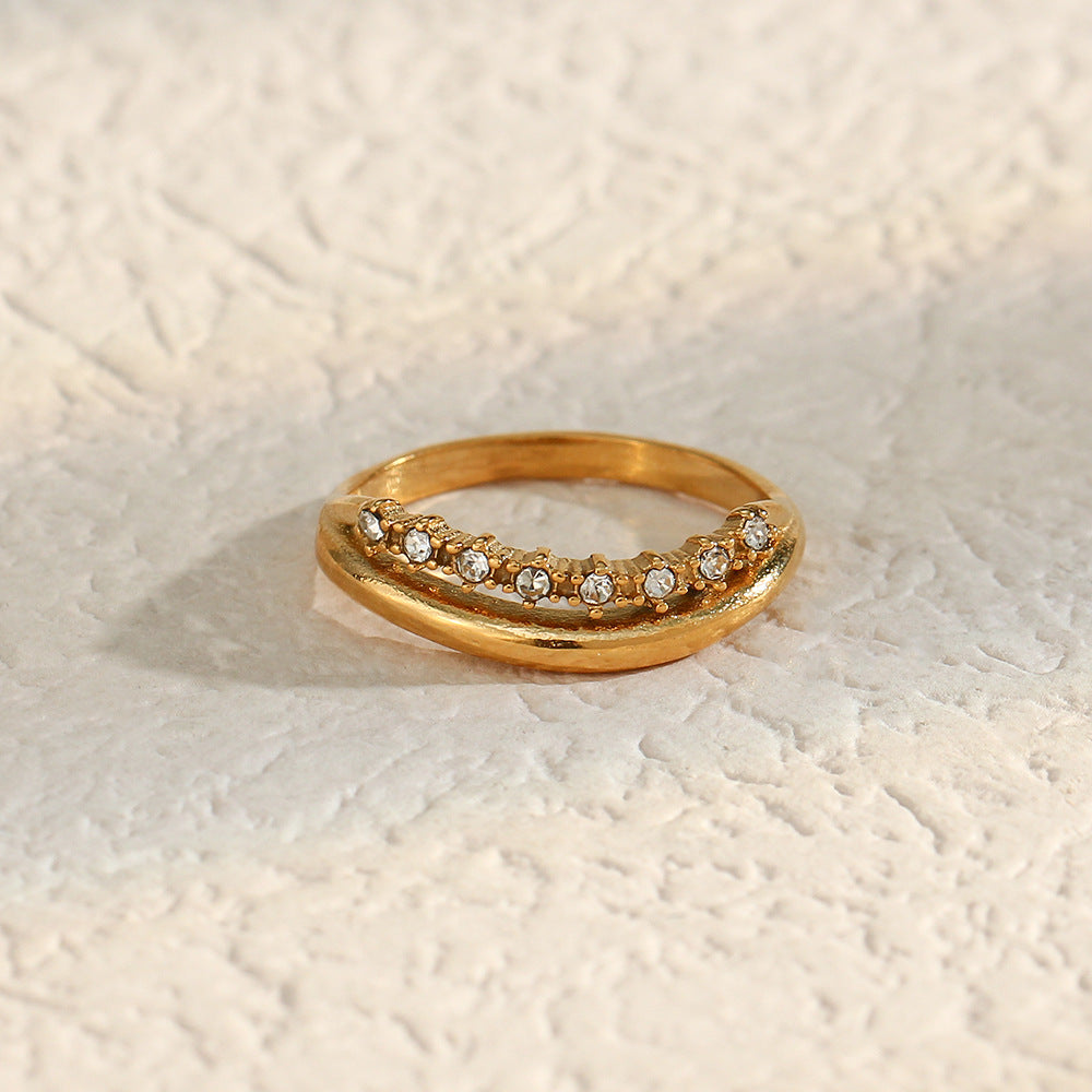 Adeline Diamond Simulant Gold Ring